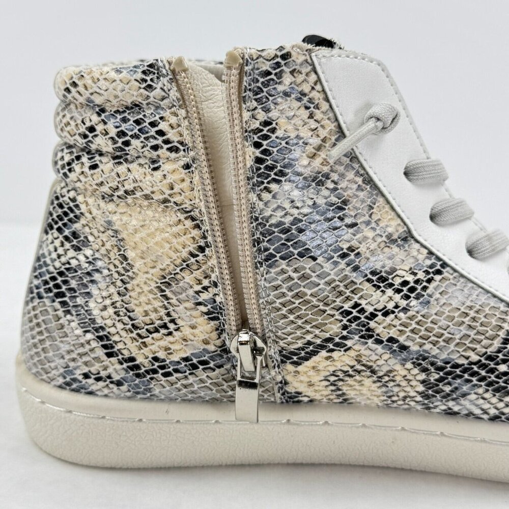 Vintage Havana Womens Gray Snake Cliff High Top Sneakers Side Zip Laces Size 8.5 - Picture 13 of 16